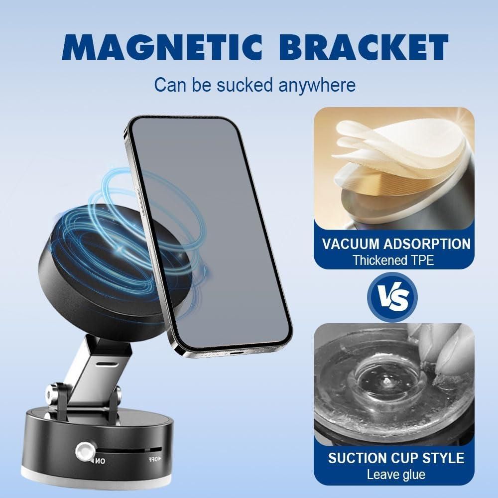Orvix Magnetic Car Phone Holder – Toggle Suction Lock, Adjustable Reach