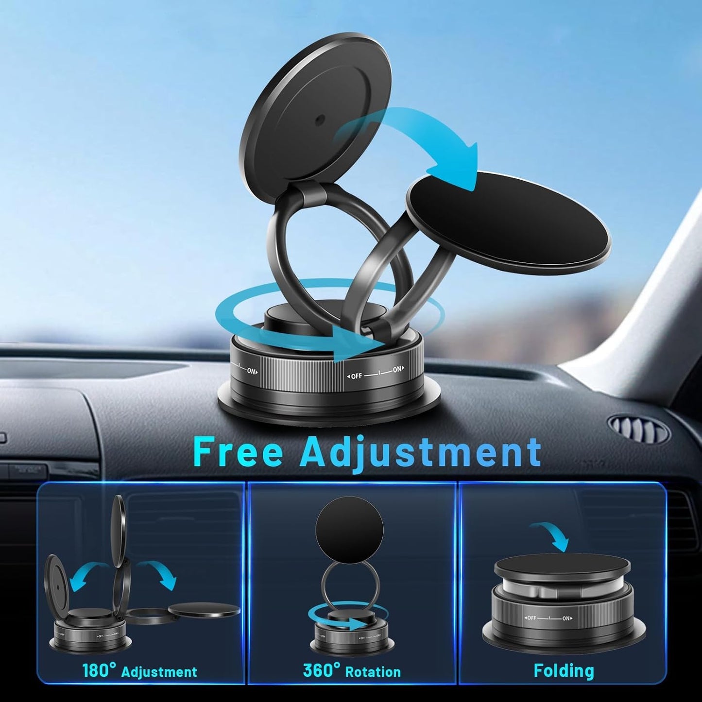 Orvix Magnetic Mobile Holder – 360° Rotating, Universal Phone Mount for Car, Desk & Mirror | Strong Grip for All Smartphones