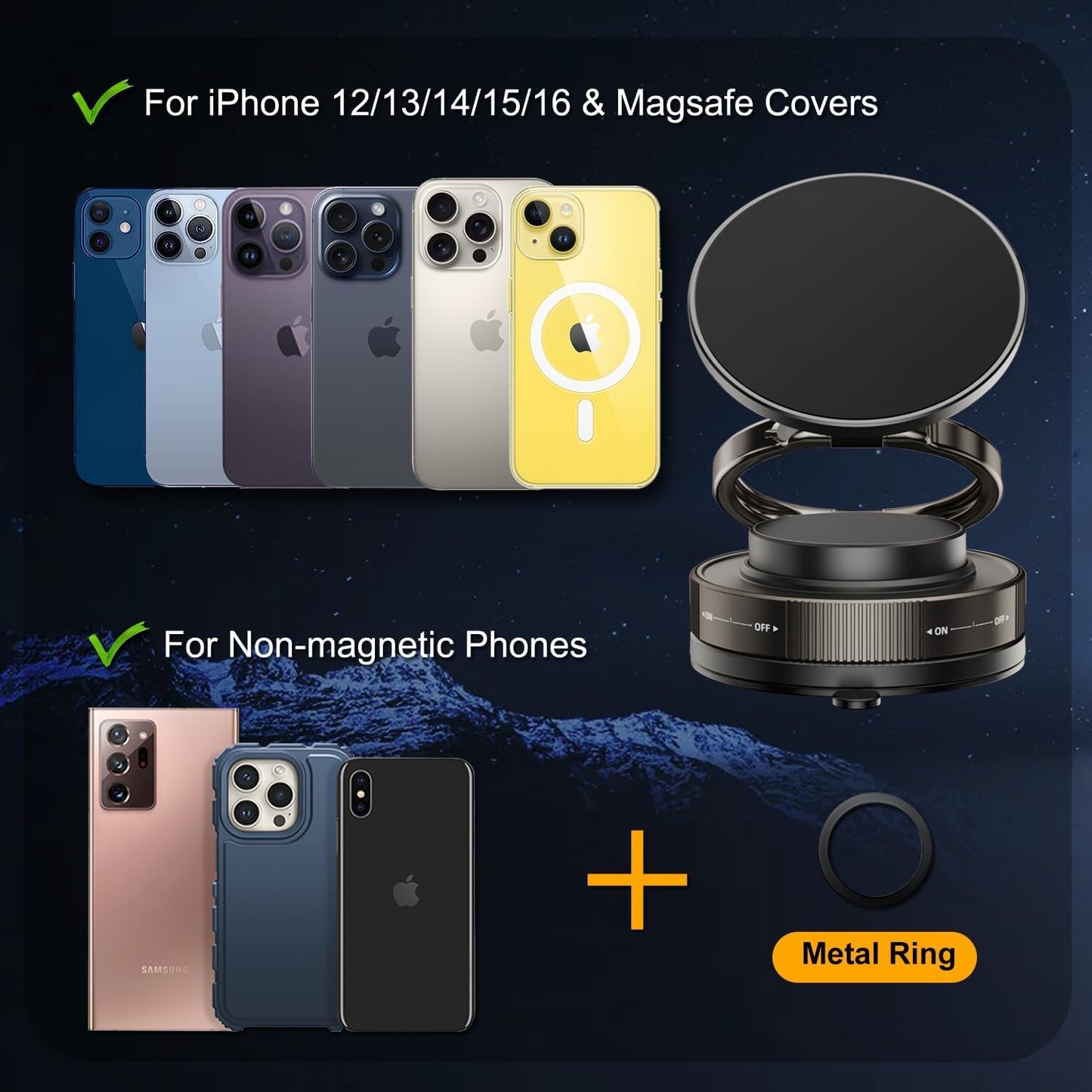 Orvix Magnetic Mobile Holder – 360° Rotating, Universal Phone Mount for Car, Desk & Mirror | Strong Grip for All Smartphones