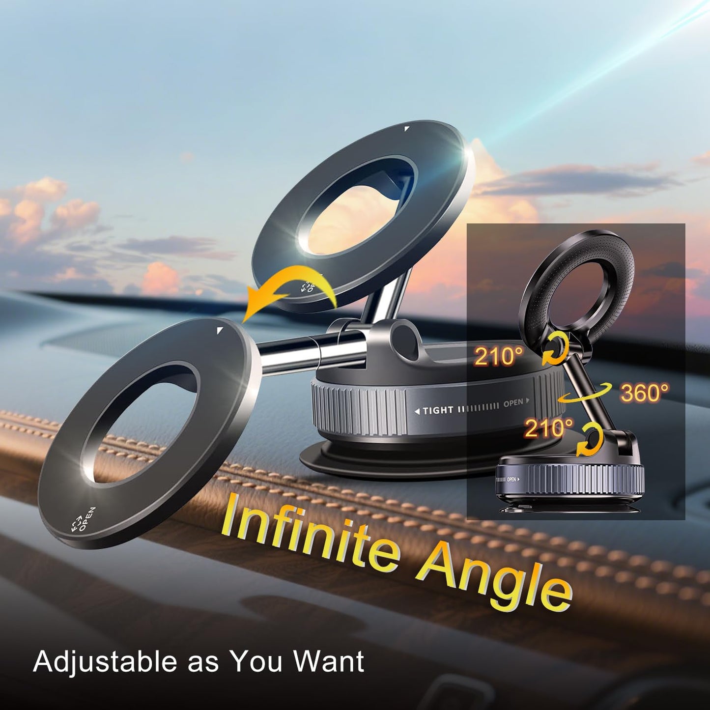 Orvix Premium Magnetic Vacuum Phone Holder – 360° Foldable Mount for Car, Mirror & Desk | Compatible with All Smartphones