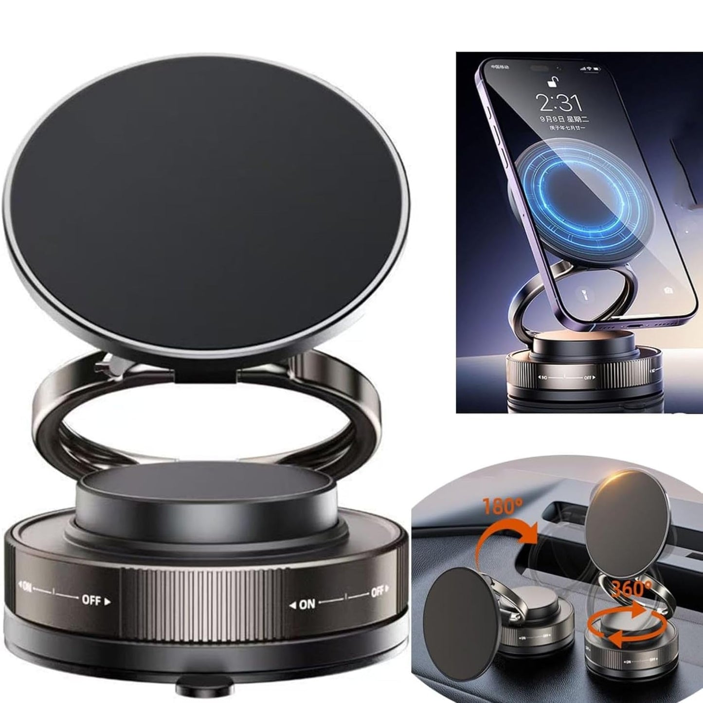 Orvix Magnetic Mobile Holder – 360° Rotating, Universal Phone Mount for Car, Desk & Mirror | Strong Grip for All Smartphones
