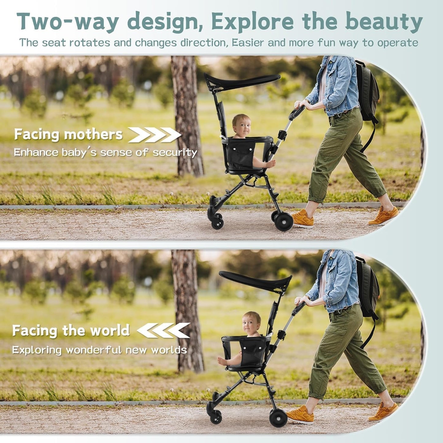 Foldable Baby Stroller with 5-Point Safety Harness | Lightweight Pushchair for Newborn & Toddler | Easy Travel Pram