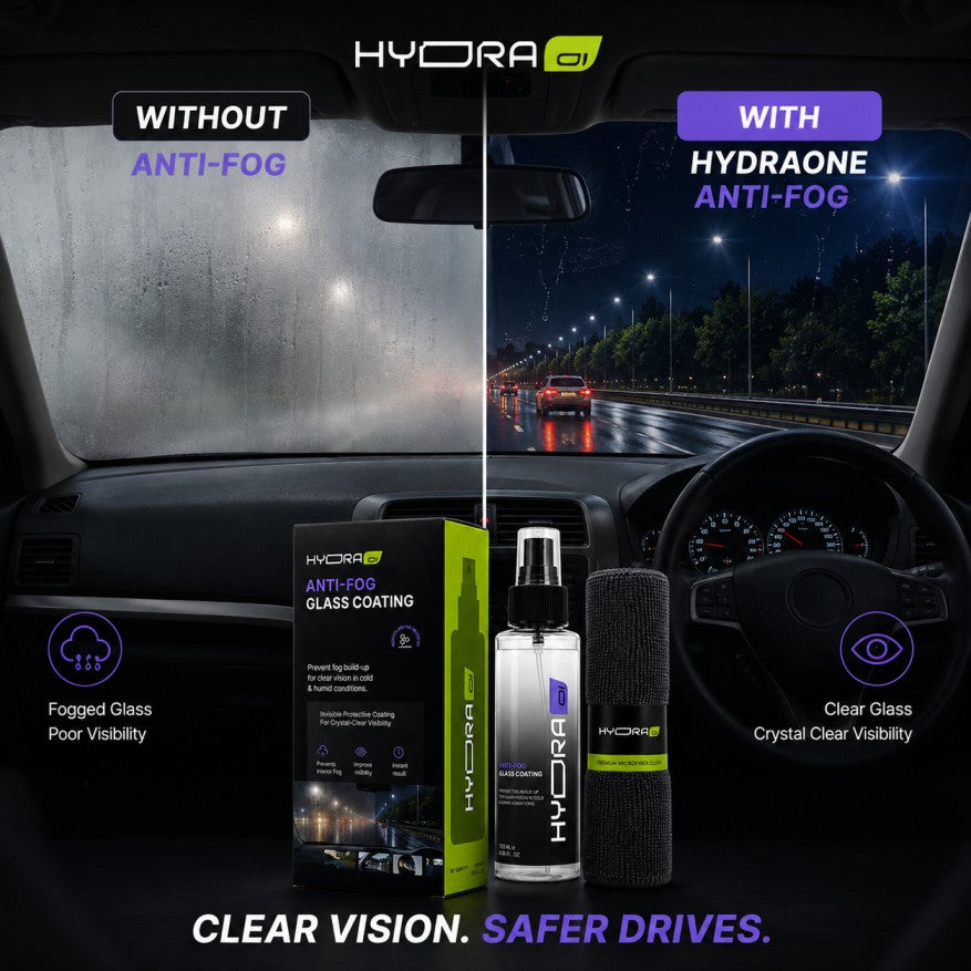 Hydraone Anti-Fog Glass Coating for Car Windshield | Fog Prevention Spray for Cold & Humid Weather | 120ml