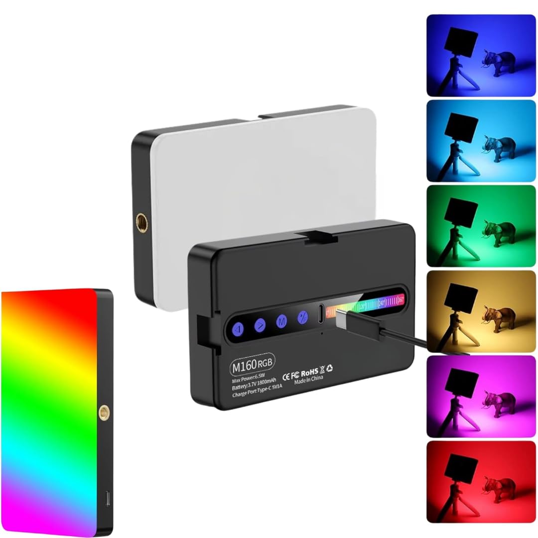 Portable RGB LED Video Light – 2700K-6500K Dimmable Photography Fill Light for Mobile, Camera & Content Creators