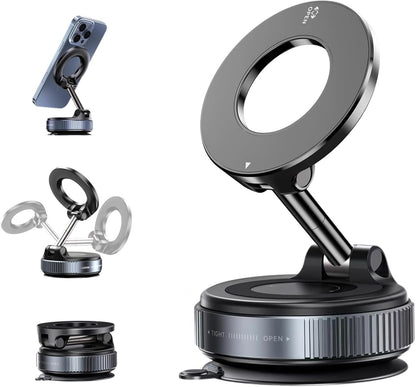 Orvix Premium Magnetic Vacuum Phone Holder – 360° Foldable Mount for Car, Mirror & Desk | Compatible with All Smartphones