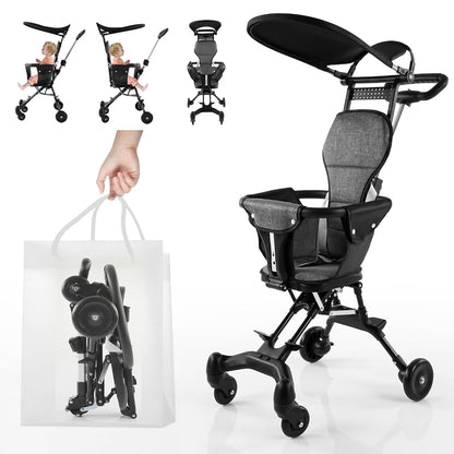 Foldable Baby Stroller with 5-Point Safety Harness | Lightweight Pushchair for Newborn & Toddler | Easy Travel Pram