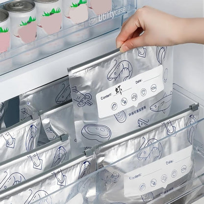 Reusable Aluminum Foil Food Storage Bags – Pack of 10 | Sealable Stand-Up Zip Lock Pouches for Vegetables, Fruits, Meat & Snacks | Fresh-Keeping Freezer & Kitchen Organizer Bags (Silvery)