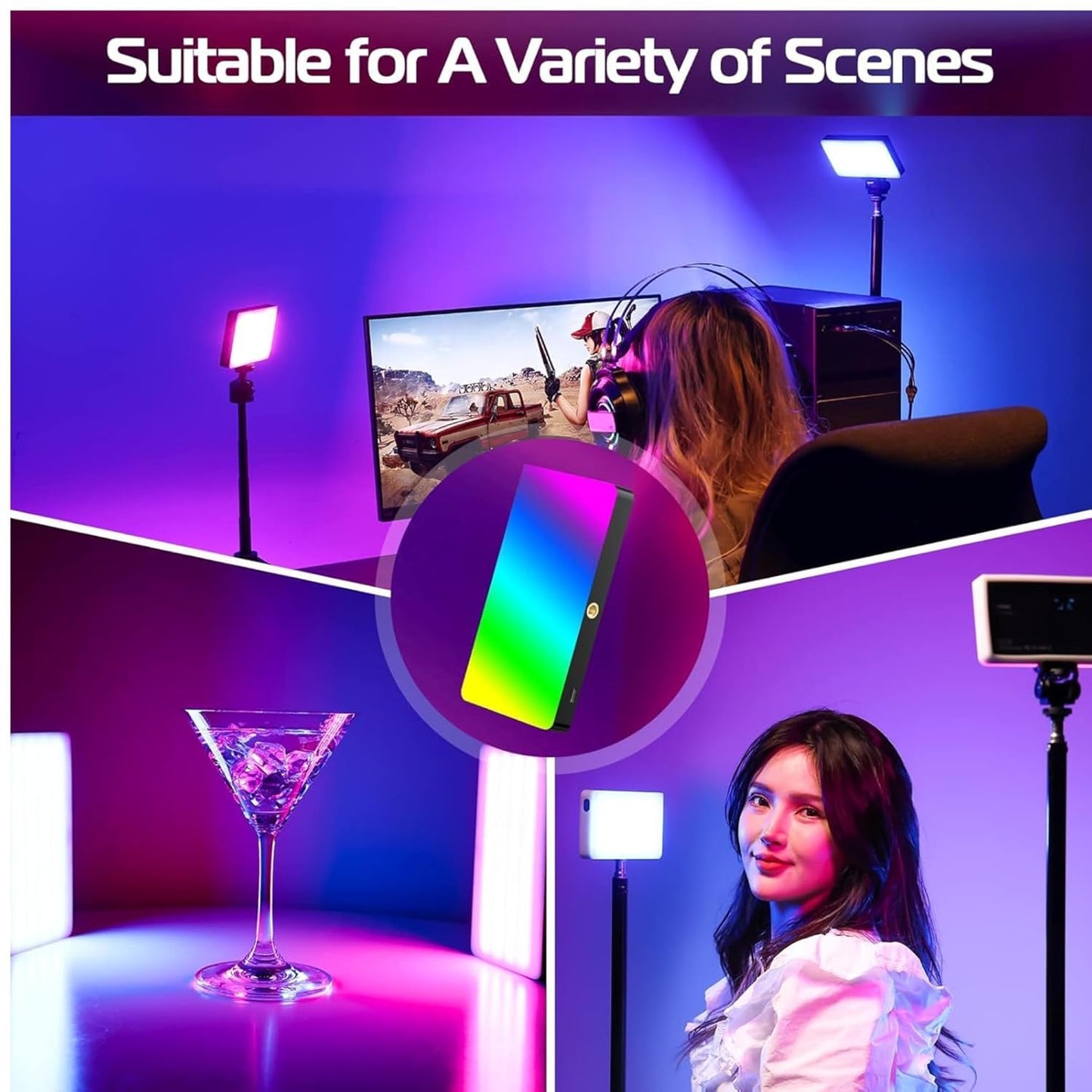 Portable RGB LED Video Light – 2700K-6500K Dimmable Photography Fill Light for Mobile, Camera & Content Creators
