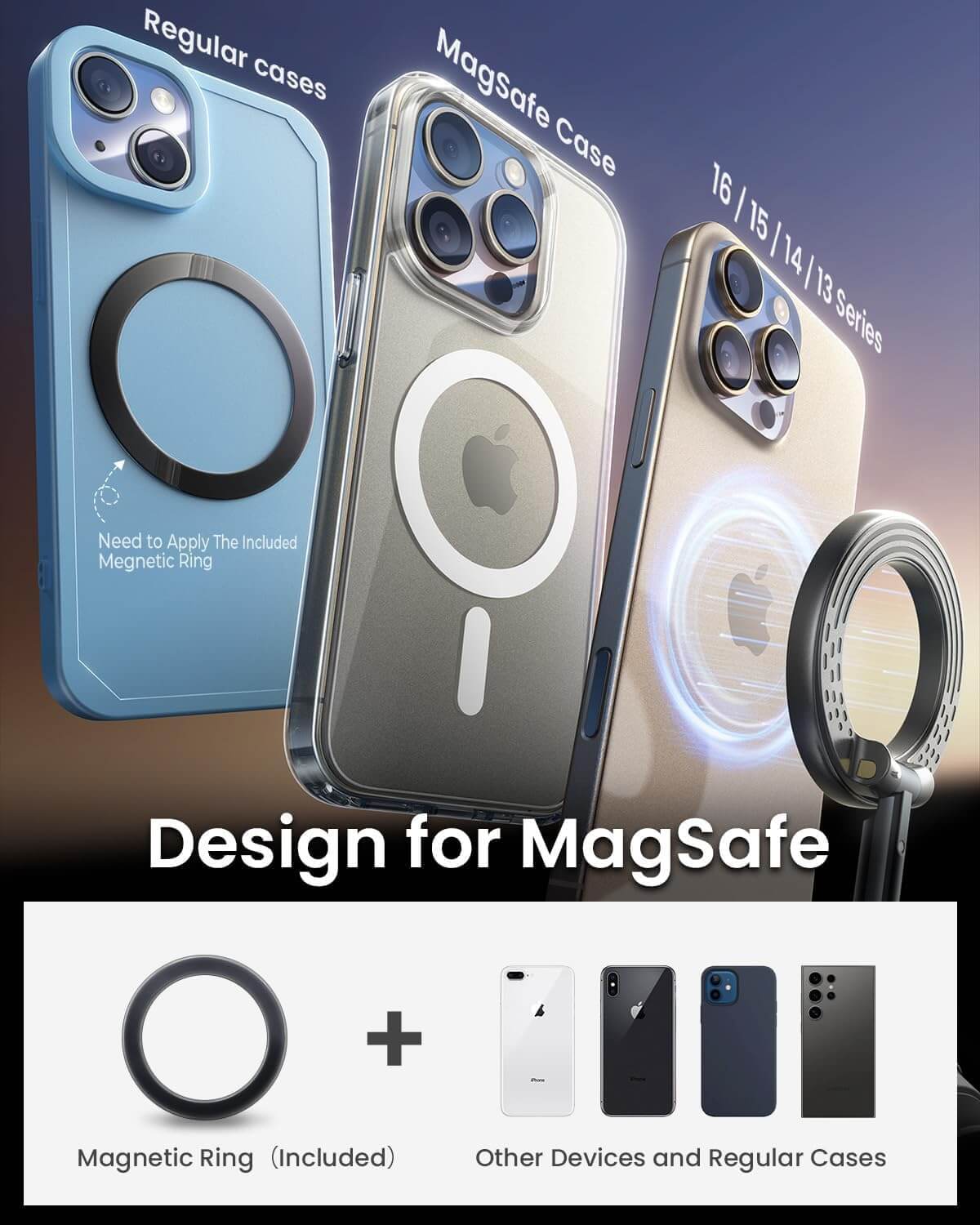 Orvix K11 Magnetic Car Phone Holder with Gel Vacuum Suction & 360° Rotation
