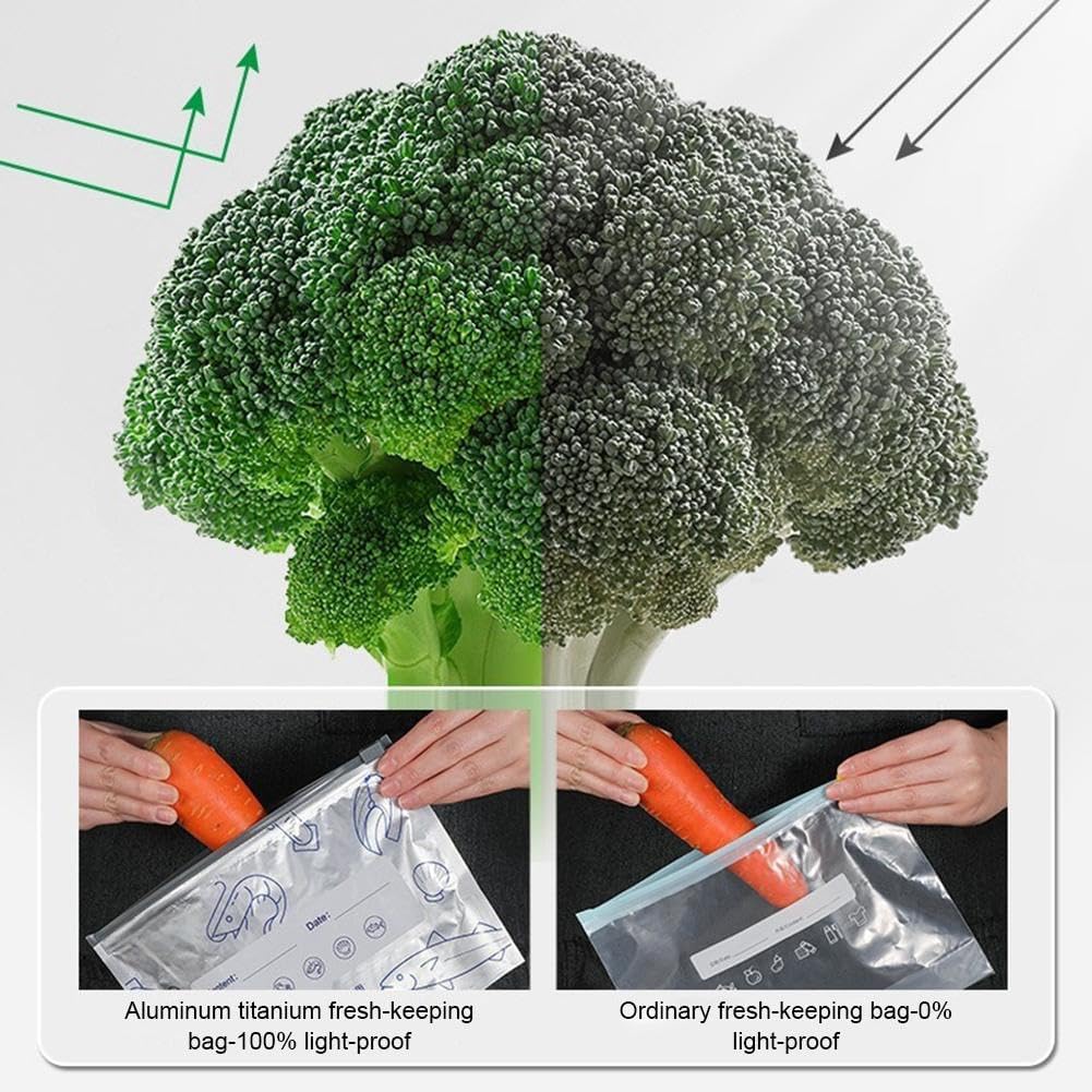 Reusable Aluminum Foil Food Storage Bags – Pack of 10 | Sealable Stand-Up Zip Lock Pouches for Vegetables, Fruits, Meat & Snacks | Fresh-Keeping Freezer & Kitchen Organizer Bags (Silvery)