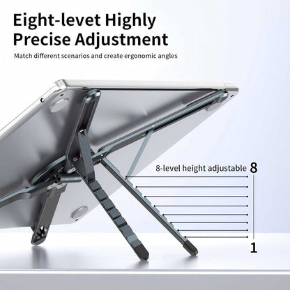 Orvix 3-in-1 Foldable Laptop Stand with Magnetic Phone Holder – 8 Adjustable Heights, Portable Aluminum Riser, Universal for All Laptops, Tablets & Smartphones