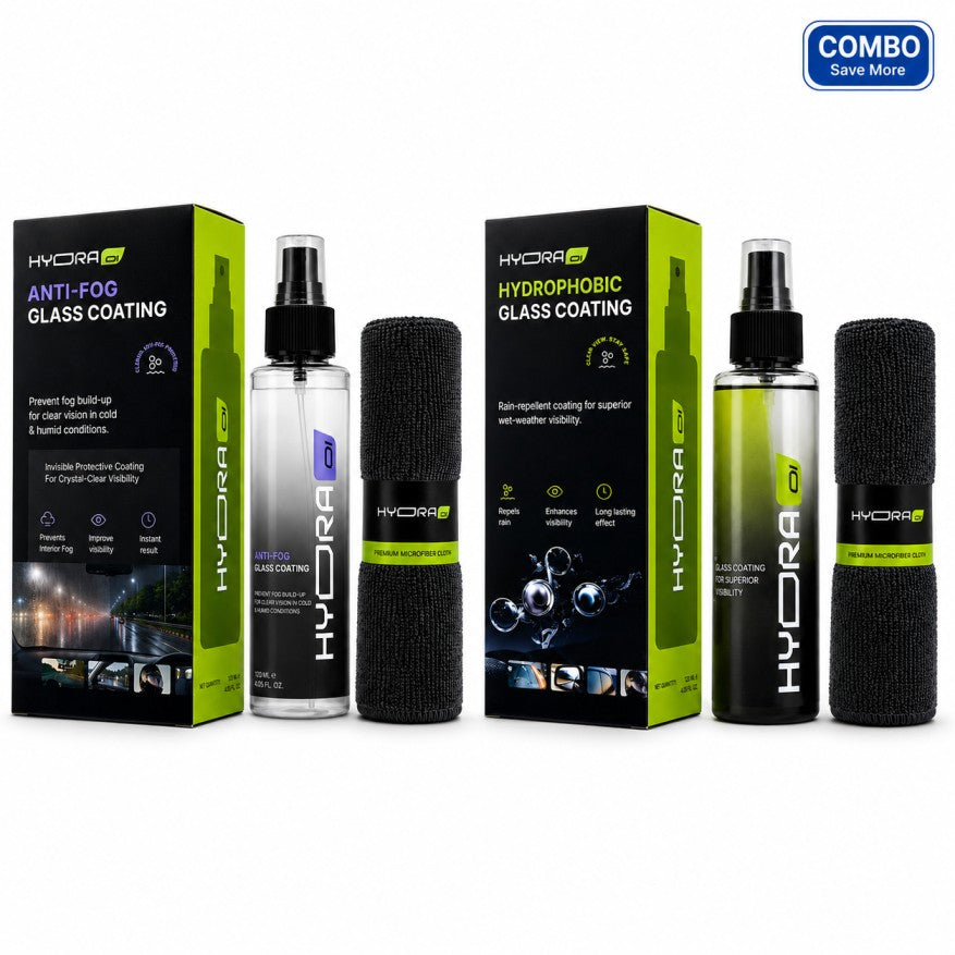 Hydraone Complete Glass Protection Combo  Hydrophobic Glass Coating + Anti-Fog Glass Coating