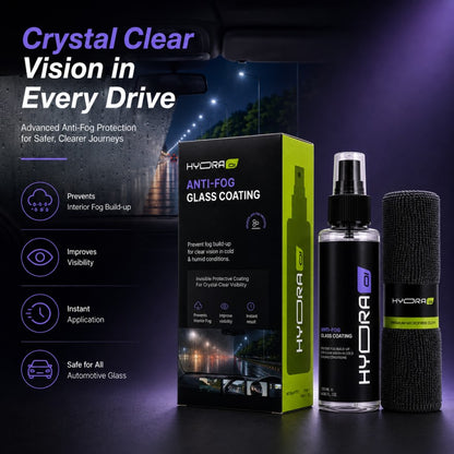 Hydraone Anti-Fog Glass Coating for Car Windshield | Fog Prevention Spray for Cold & Humid Weather | 120ml