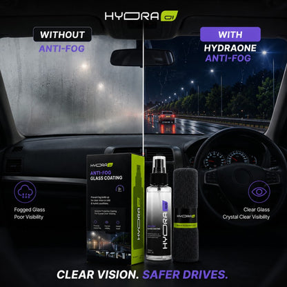 Hydraone Anti-Fog Glass Coating for Car Windshield | Fog Prevention Spray for Cold & Humid Weather | 120ml