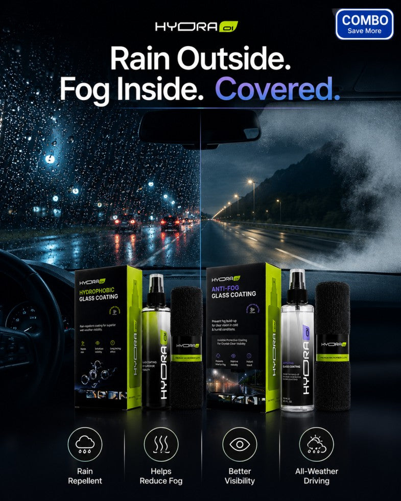 Hydraone Complete Glass Protection Combo  Hydrophobic Glass Coating + Anti-Fog Glass Coating