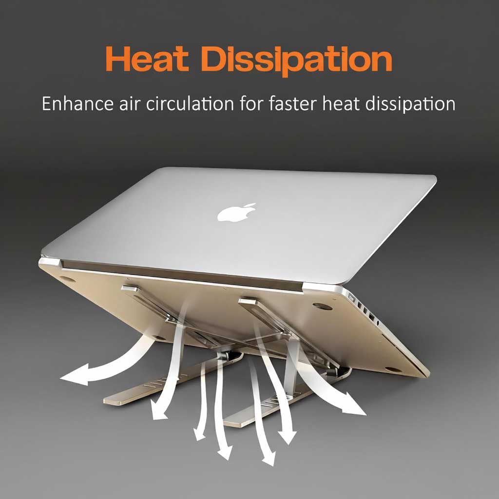 Orvix Premium Aluminium Laptop Stand – Foldable, Adjustable & Portable Cooling Stand for All Laptops (Up to 17")