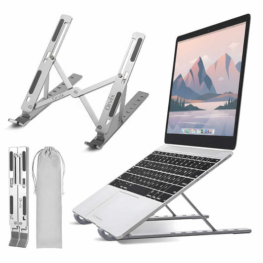 Orvix Premium Aluminium Laptop Stand – Foldable, Adjustable & Portable Cooling Stand for All Laptops (Up to 17")