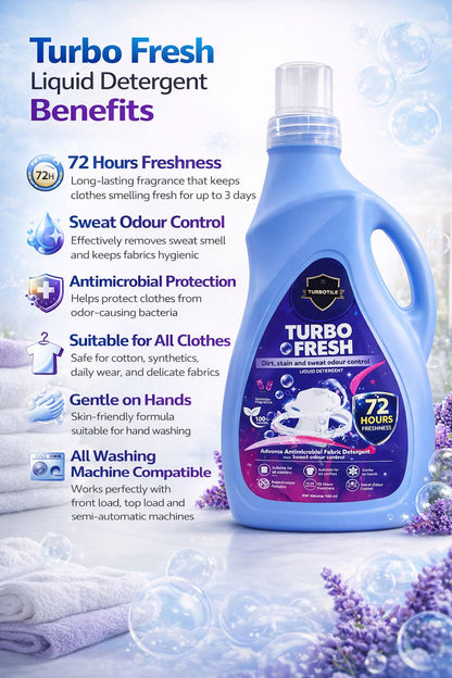 Turbo Fresh Liquid Detergent – 72Hr Sweat Odour Control | Long-Lasting Freshness