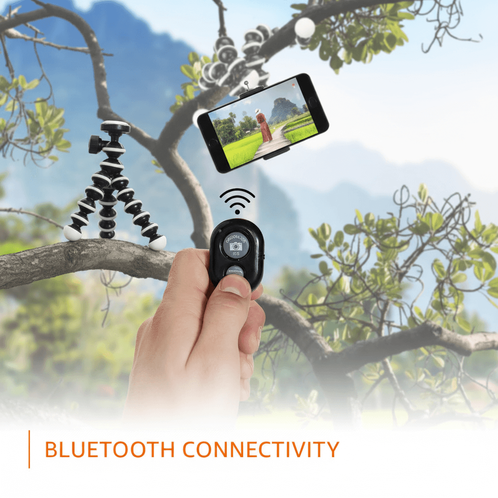 Universal Bluetooth Remote Camera Shutter for Phone Selfies & Group Photos | Works with iOS & Android Smartphones & Tablets