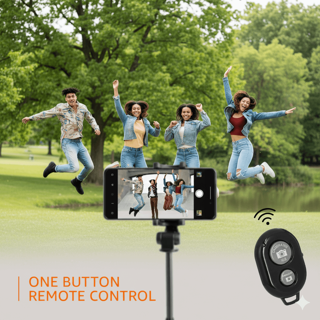 Universal Bluetooth Remote Camera Shutter for Phone Selfies & Group Photos | Works with iOS & Android Smartphones & Tablets