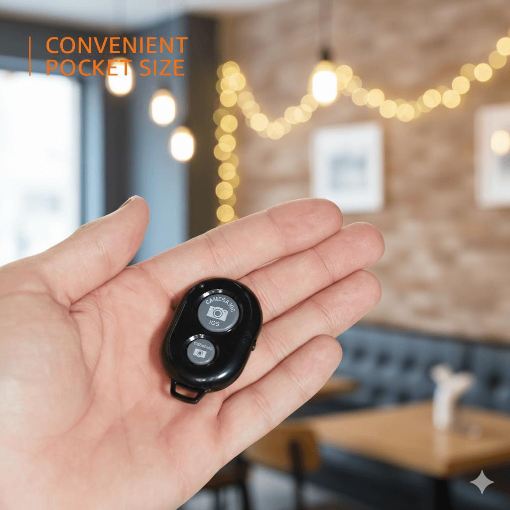 Universal Bluetooth Remote Camera Shutter for Phone Selfies & Group Photos | Works with iOS & Android Smartphones & Tablets