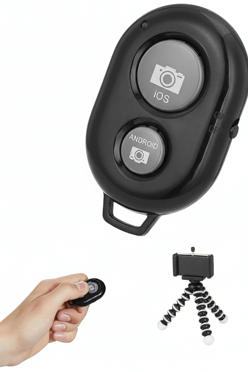 Universal Bluetooth Remote Camera Shutter for Phone Selfies & Group Photos | Works with iOS & Android Smartphones & Tablets