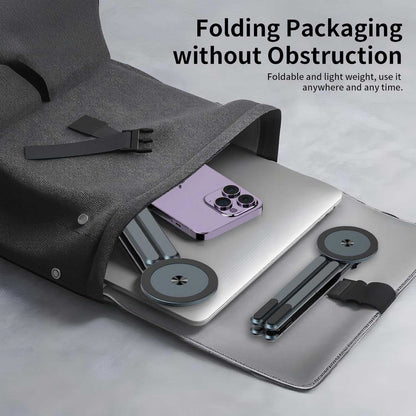 Orvix 3-in-1 Foldable Laptop Stand with Magnetic Phone Holder – 8 Adjustable Heights, Portable Aluminum Riser, Universal for All Laptops, Tablets & Smartphones