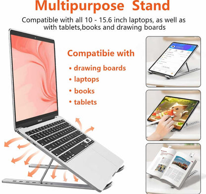 Orvix Premium Aluminium Laptop Stand – Foldable, Adjustable & Portable Cooling Stand for All Laptops (Up to 17")