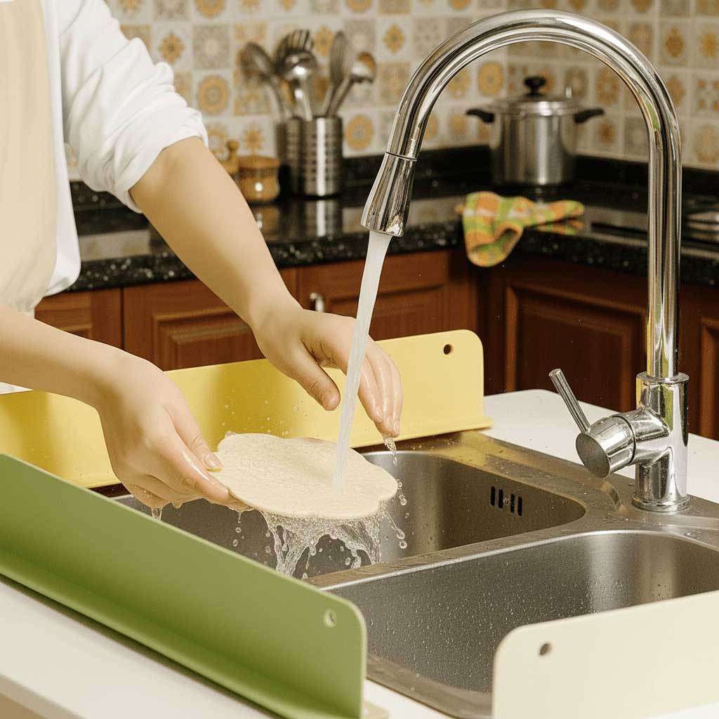 MagicPic™ Silicone Sink Splash Guard (Pack of 2 – 35 cm) | Flexible Water Barrier for Kitchen & Wash Basin