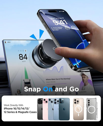 Orvix Premium Magnetic Car Phone Holder – Vacuum Suction Mount, 360° Rotating, Black