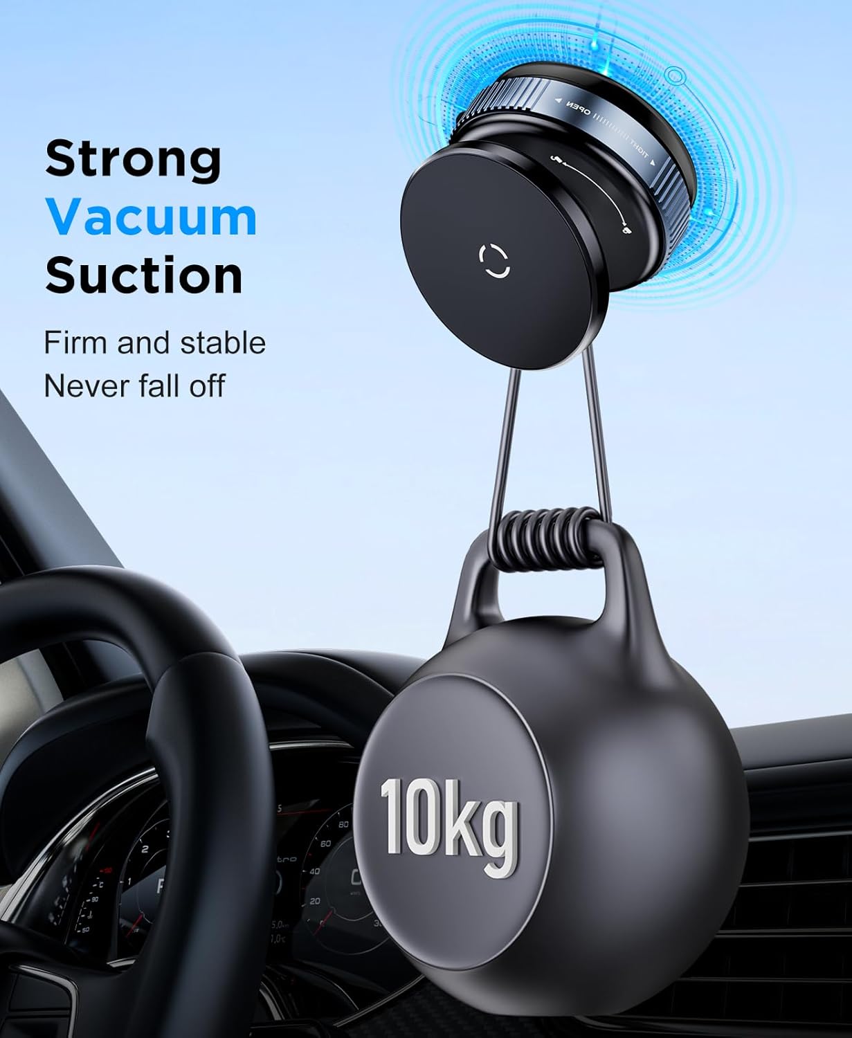Orvix Premium Magnetic Car Phone Holder – Vacuum Suction Mount, 360° Rotating, Black